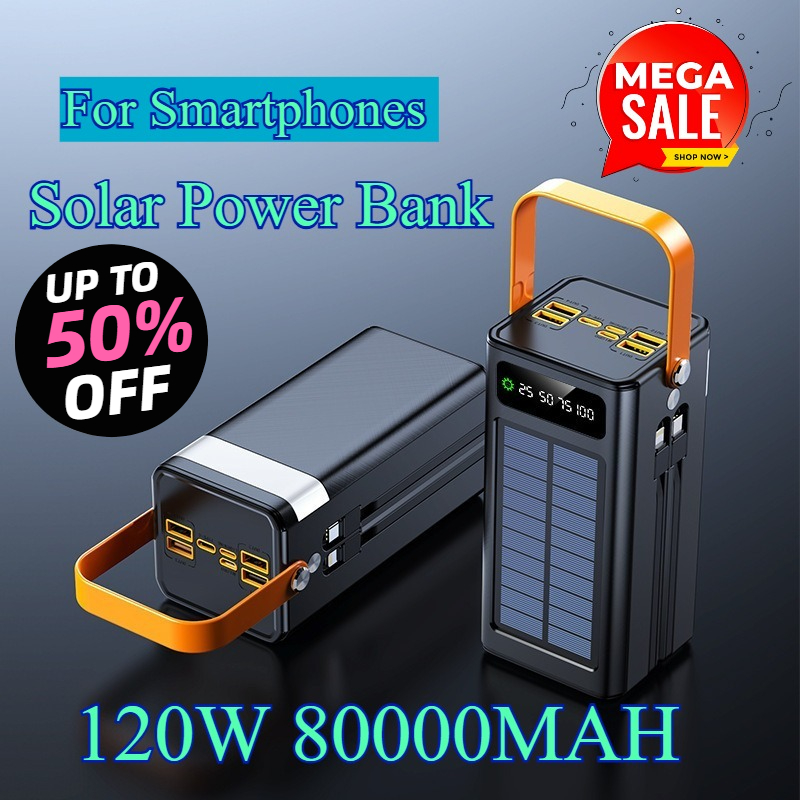 Solar Emergency Charger - بنك طاقة شمسي بسعة 80000 مللي